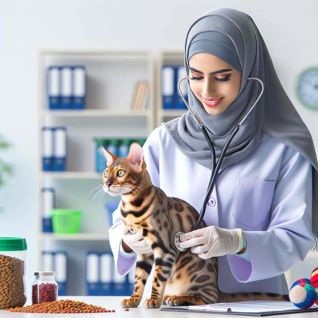 Veterinarian maintaining Bengal cat health through balanced diet, exercise, and comprehensive Bengal cat care guide